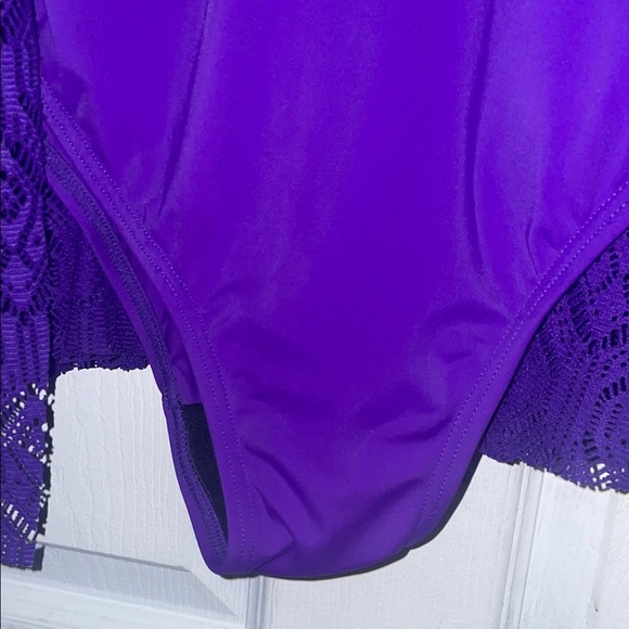Swimsuits For All Purple One Piece Swim Dress - Picture 6 of 8
